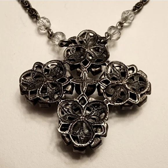 Vtg Liz Palacios Swarovski Crystal Cross Necklace 90s 1990s Rare - Picture 9 of 10